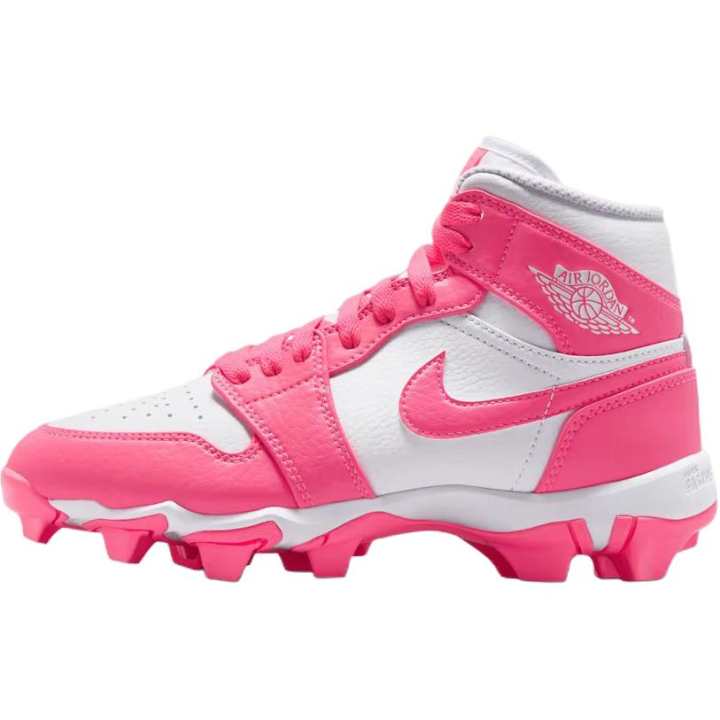 Jordan Jordan Air Jordan 1 High top Soccer Shoes Pink White Kids'