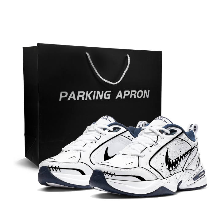 Nike Nike Air Monarch 4 Ink Splatter Shark Cushioning, Wear Resistant Low top Chunky Sneakers Unisex White