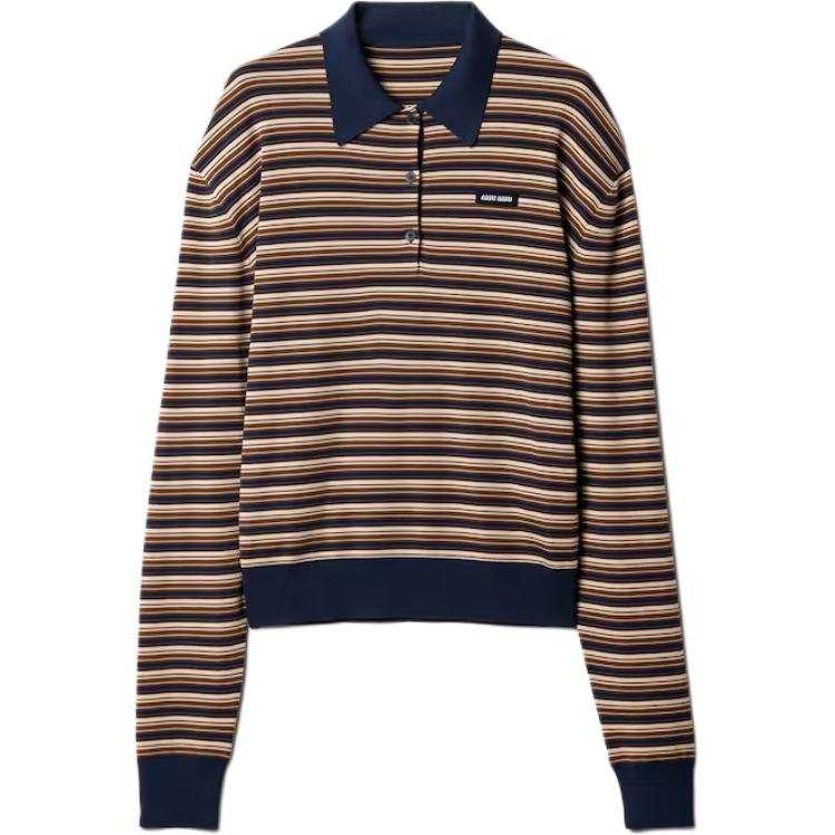 Miu Miu Knitted Striped Polo Shirt