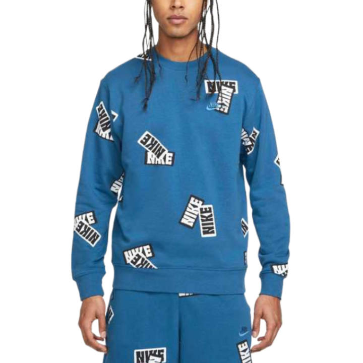 Nike Nike Sportswear Sweatshirts Men's Deep Sea Blue/Deep Sea Blue Crew Neck Moderate Regular