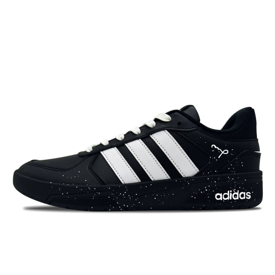 Adidas Neo Courtbeat Ink Star Pact Synthetic Leather Abrasion Resistant Low top Skateboard Shoes Unisex Black