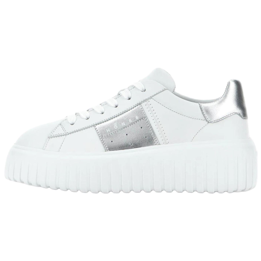 HOGAN H Stripes Low top Skateboard Shoes 5.8cm Women's White & Silver