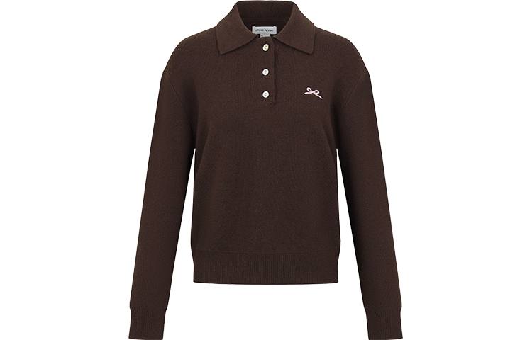 URBAN REVIVO Knitwear Women's Dark Brown Polo Collar Moderate Other