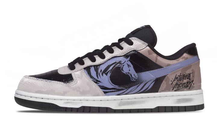 Nike Nike Big Purple Flame Swift Leather Cushioning Low top Skateboard Shoes Men's Black Gray