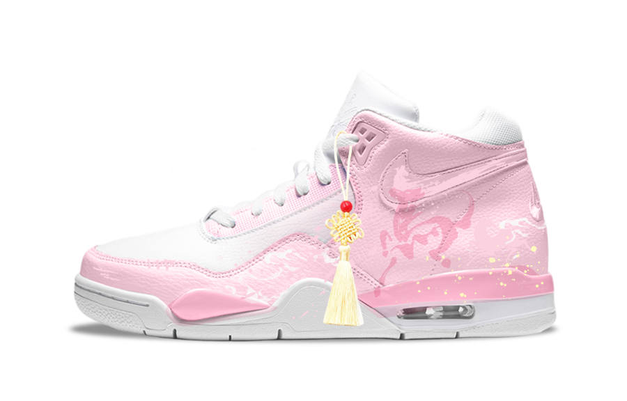 Nike Nike Flight Legacy Brocade Macaroon Pink Slip Resistant Abrasion Resistant Mid top Vintage Basketball Shoes Men's Pink