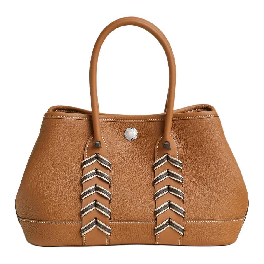 HERMES Neo Garden Togo Calfskin With Swift Handbag 23 Women's Brown & White
