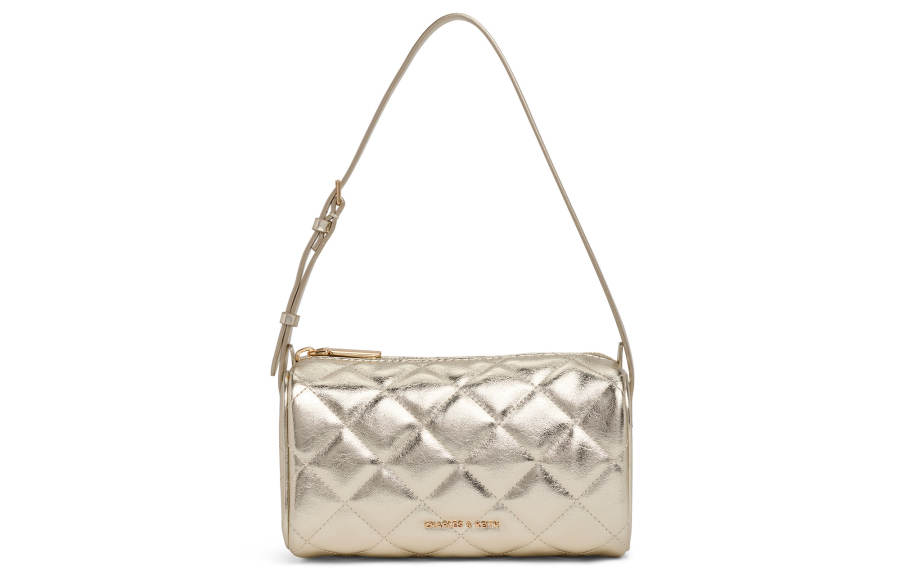 CHARLES&KEITH Pu Crossbody Bag, Shoulder Bag Small Women's Burgundy Wine Red/Champagne