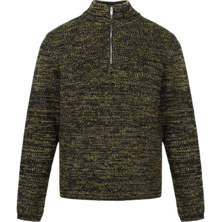 URBAN REVIVO Knitwear Men's Yellow Heather Gray Half Turtleneck Moderate Other