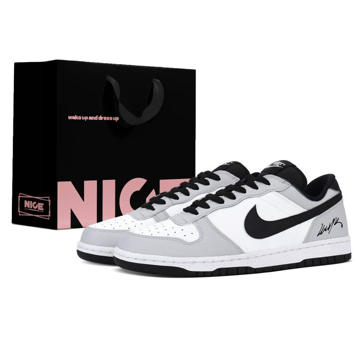 Nike Nike Big Abrasion Resistant Height Increasing Low top Skateboard Shoes Men's White Gray