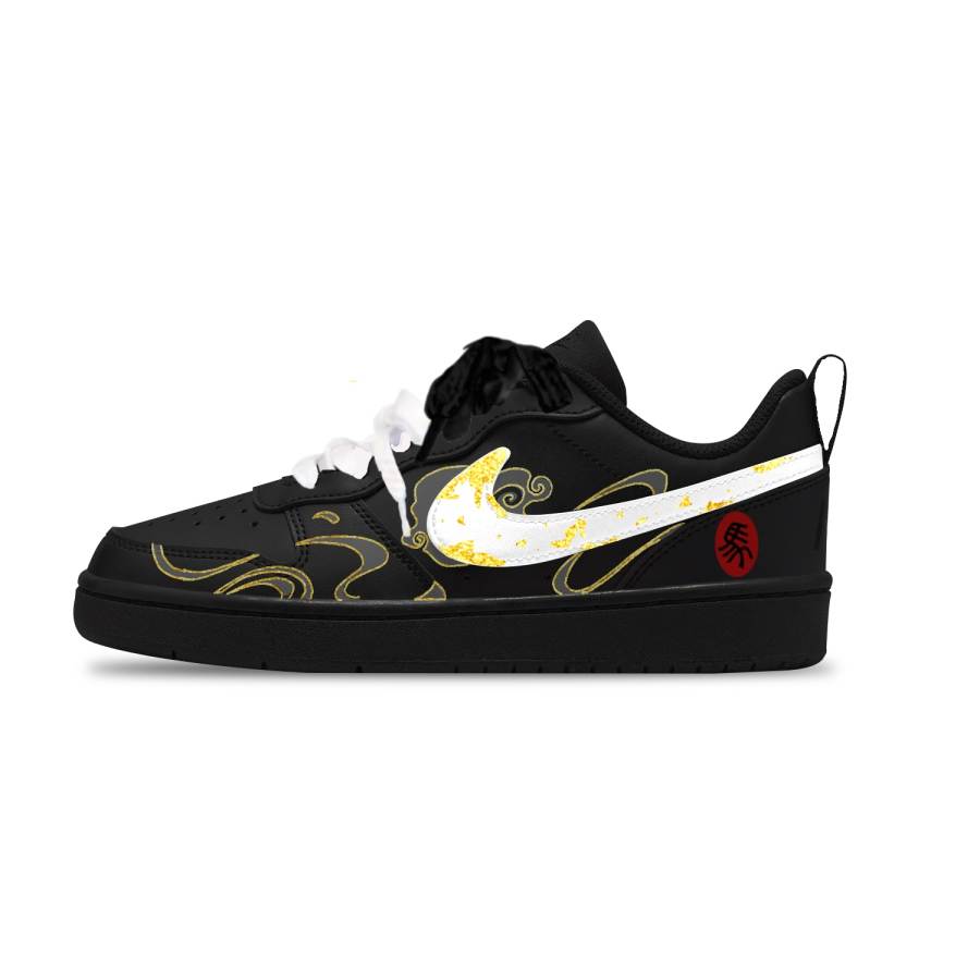 Nike Nike Court Borough Gilded Divine Steed White Slip Resistant Abrasion Resistant Low top Kids' Skateboarding Shoes Black