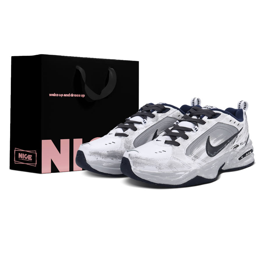 Nike Nike Air Monarch 4 Abrasion Resistant Low top Chunky Sneakers Unisex Gray White