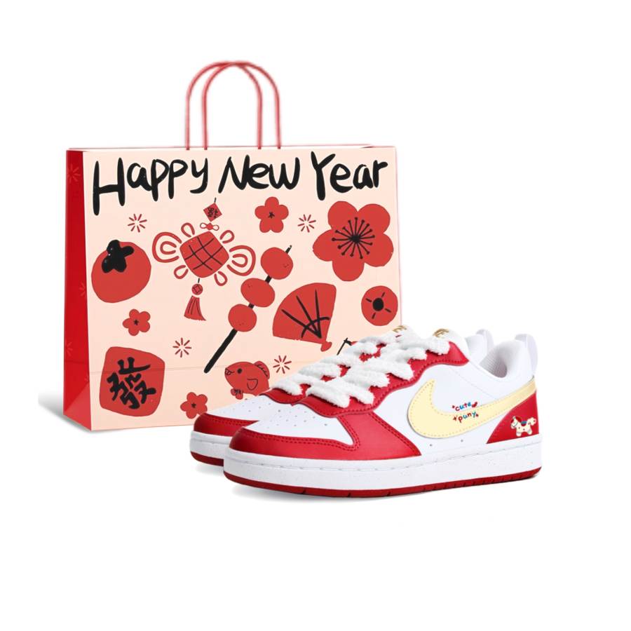 Nike Nike Court Borough Sweet Fun Cute Horse, Buger Manufacturing Leather Cushioning, Wear Resistant Low top