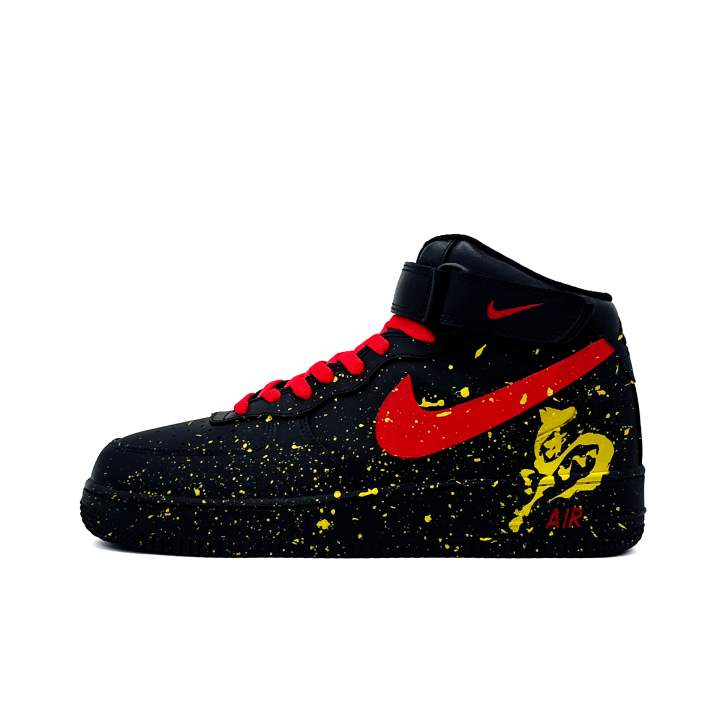 Nike Nike Air Force 1 Pegasus Welcome Spring Abrasion Resistant Mid top Skateboard Shoes Unisex Black Red