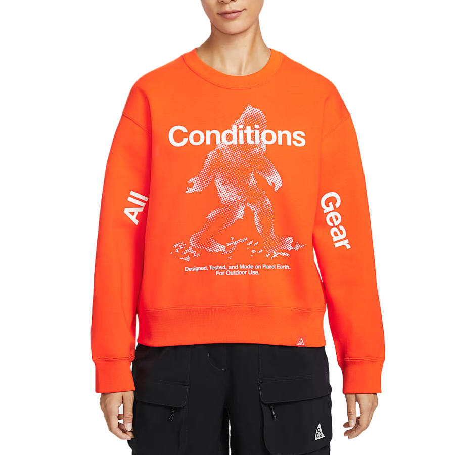 Nike Nike ACG 'Tuff Fleece' Crew Neck Water Repellent Fleece Lined Thermal Long Sleeved Shirt Regular T Shirt Women's