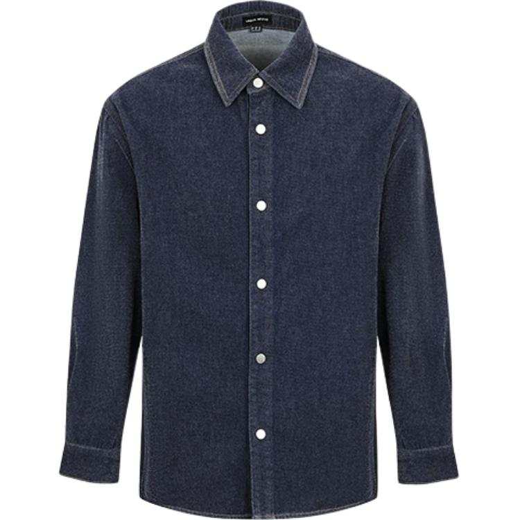 URBAN REVIVO Shirts Men's Blue Lapel Moderate