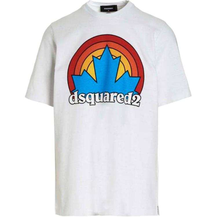 DSQUARED 2 DSQUARED 2 T Shirts Men's White Crew Neck Moderate Straight Fit