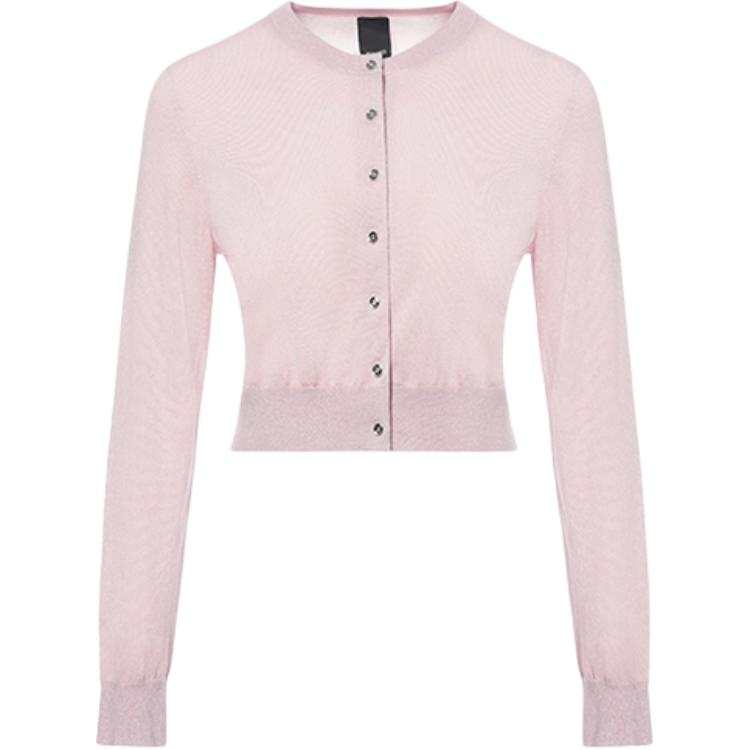 PINKO Knitwear Women's Pink Crew Neck Moderate Cardigan