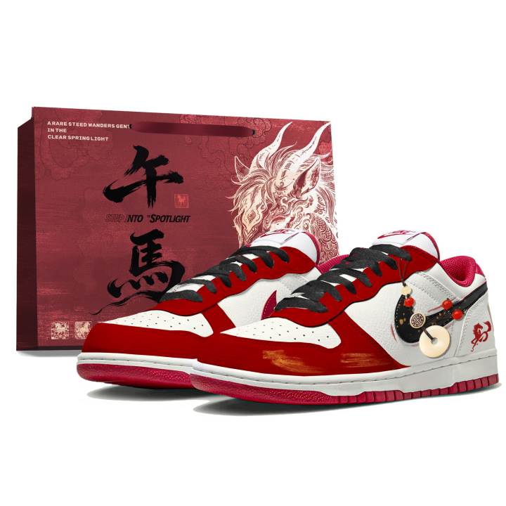 Nike Nike Big Red White Horse Abrasion Resistant Abrasion Resistant Low top Skateboard Shoes Men's Red