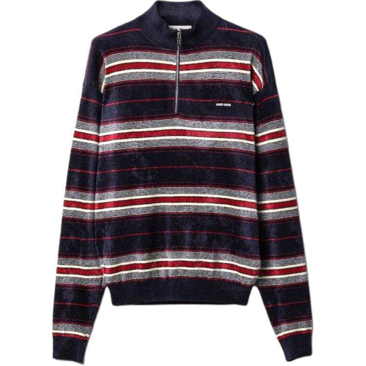 MIU MIU Miu Miu Chenille Half-Zipper Sweater
