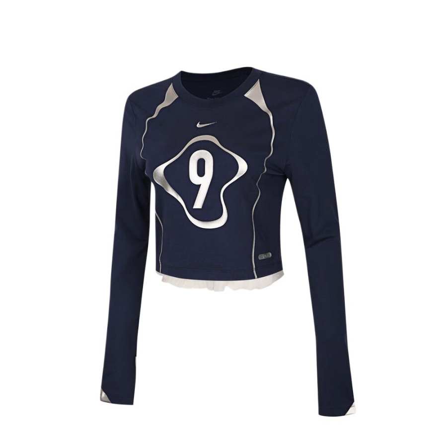 Nike Nike T Shirts Women's Marine Blue Crew Neck Moderate