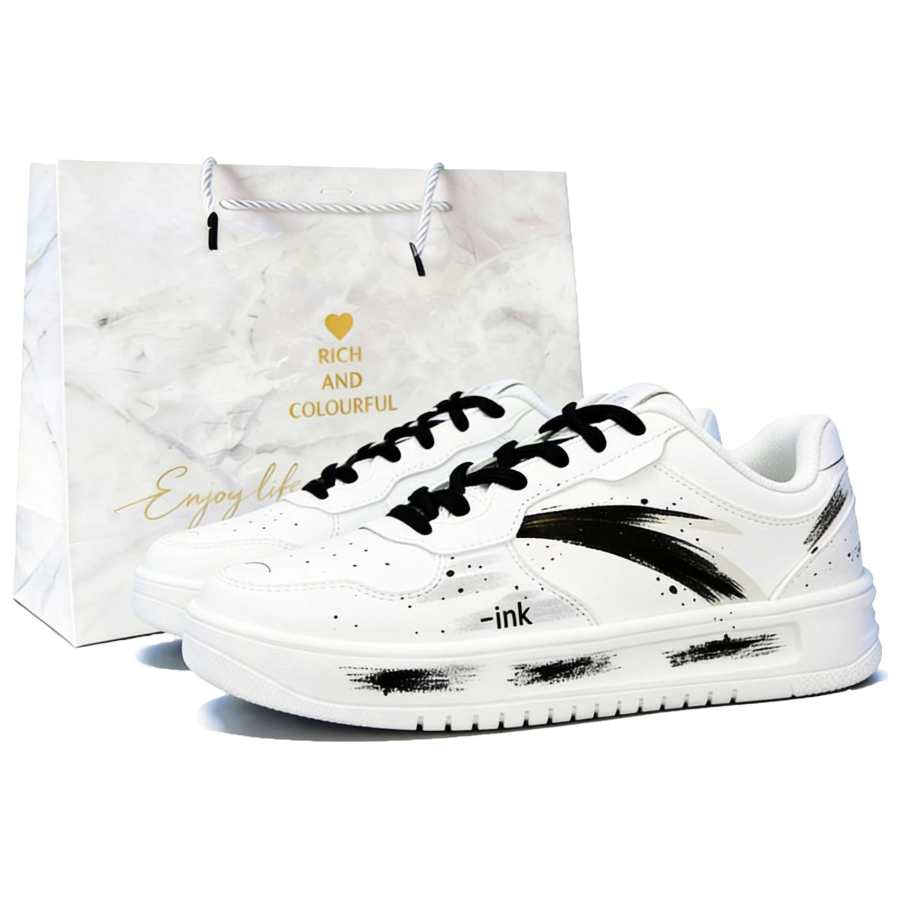 Anta Easy Horse Year Air Force Slip Resistant Cushioning Abrasion Resistant Low top Skateboard Shoes Unisex Black White