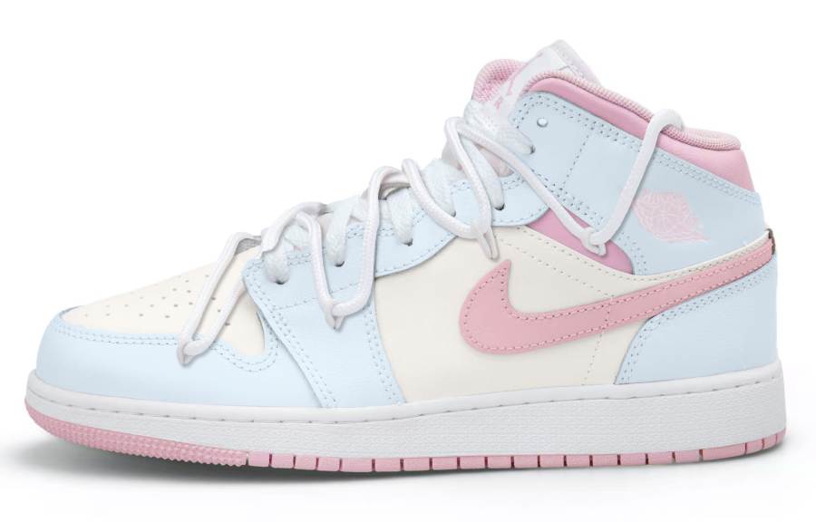 Jordan Jordan Air Jordan 1 Mid top Children's Basketball Shoes Blue Pink Teenagers