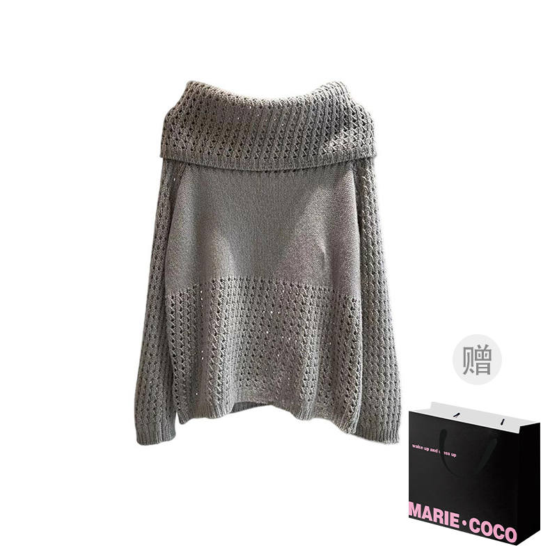 MARIE·COCO Knitwear Women's Off The Shoulder Sweater Boat Neck Moderate A Line