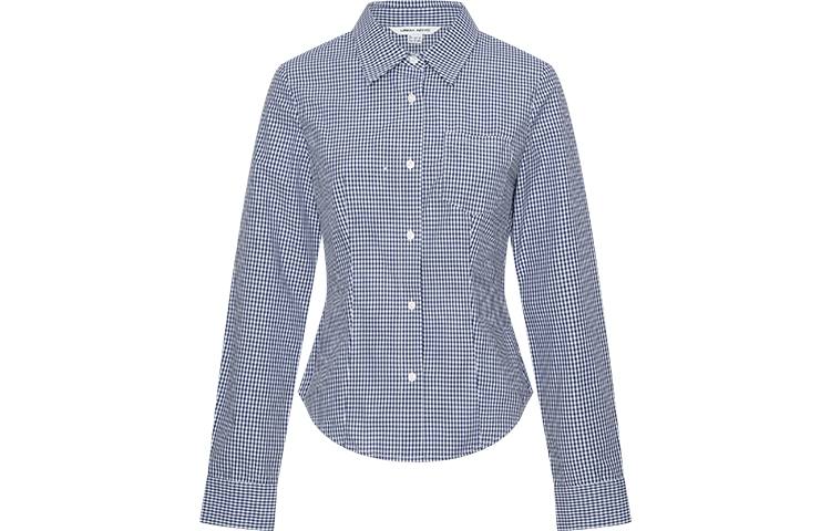URBAN REVIVO Shirts Women's Royal Blue Plaid Lapel Thin Shirt