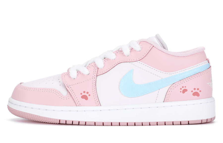 Jordan Jordan Air Jordan 1 Low top Children's Basketball Shoes Blue Pink Teenagers