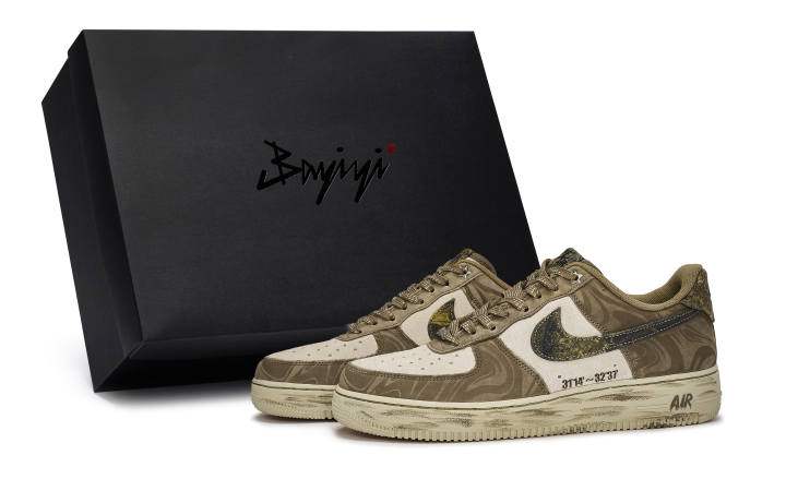 Nike Nike Air Force 1 811 Manufacturing, Tomorrow's Coordinates, Special Shoe Box Low top Skateboard Shoes Men's Brown Beige