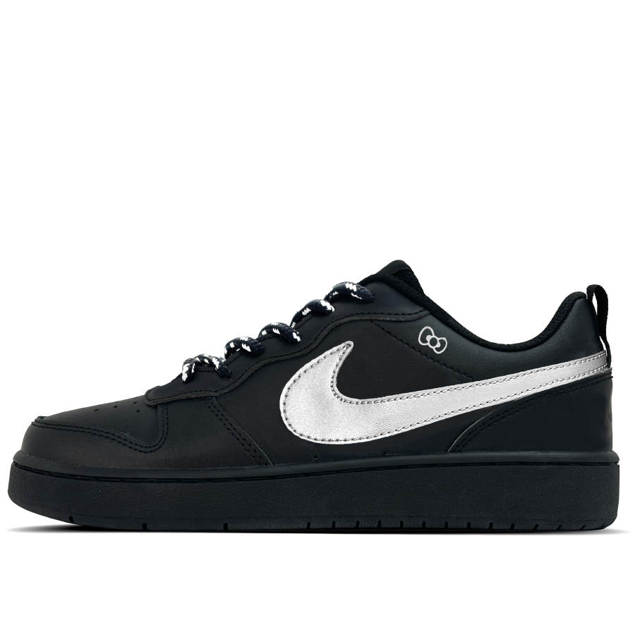 Nike Nike Court Borough Silver Night Synthetic Leather Slip Resistant Low top Kids' Skateboarding Shoes Silver Teenagers