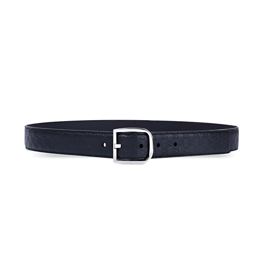 GUCCI GUCCI Leather Belts Men's Dark Blue Width 4cm