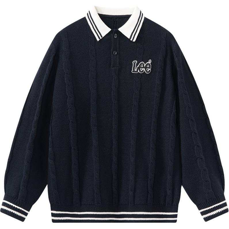 LEE KIDS Sweater Fleece Lined Thermal Shirt Collar Pullover Preppy Style Long Sleeved Kids'