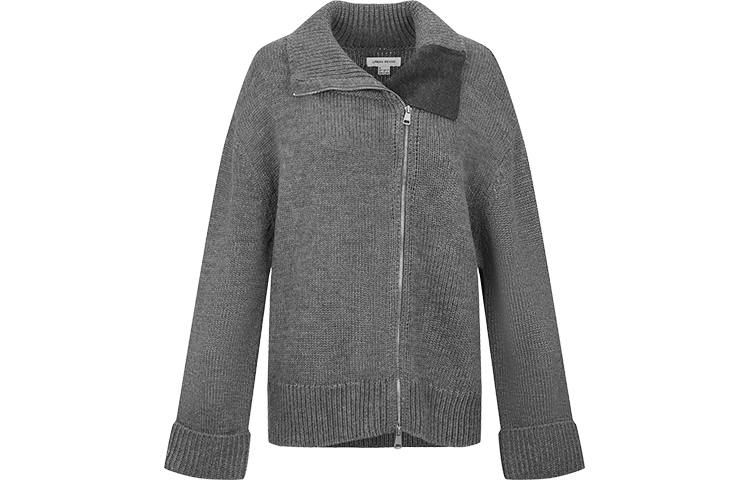 URBAN REVIVO Sweaters Women's Dark Gray Lapel Moderate Cardigan