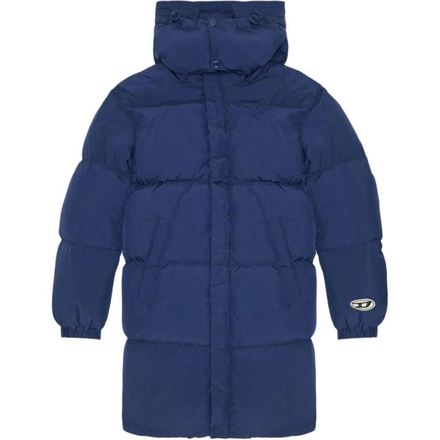 DIESEL Down Jackets Men's Nautical Blue Hooded Non Detachable Moderate