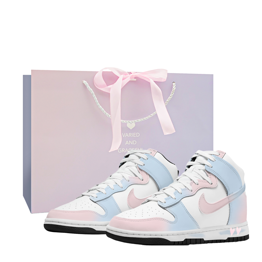 Nike Nike Dunk Thermal Cushioning Abrasion Resistant High top Skateboard Shoes Women's Pink Blue White