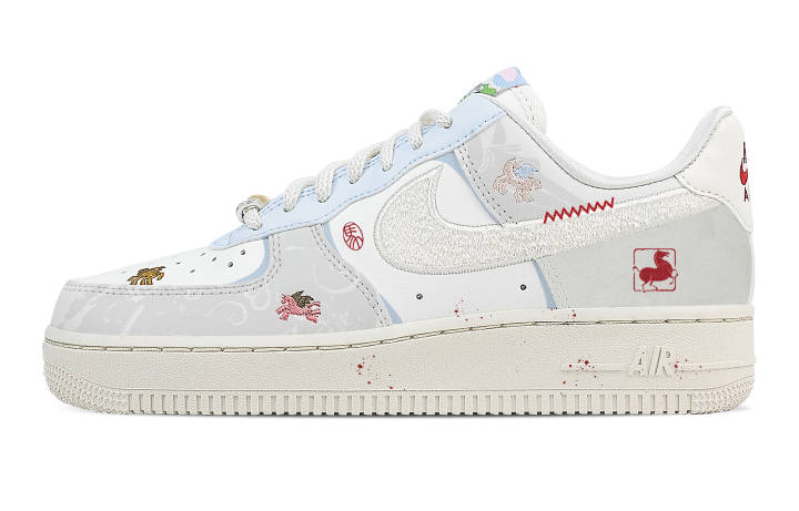 Nike Nike Air Force 1 Galloping Horse Dreams Low top Skateboard Shoes Women's Gray Blue