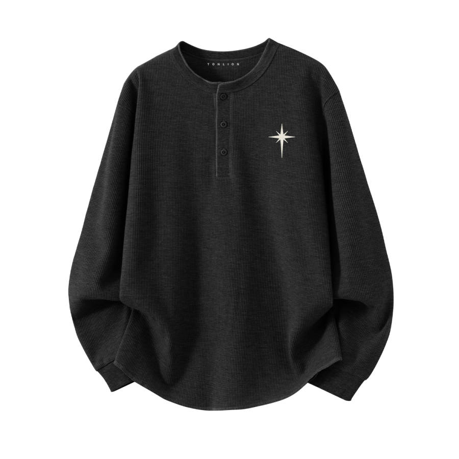 Tonlion T Shirts Unisex Henry Collar Moderate Straight Fit