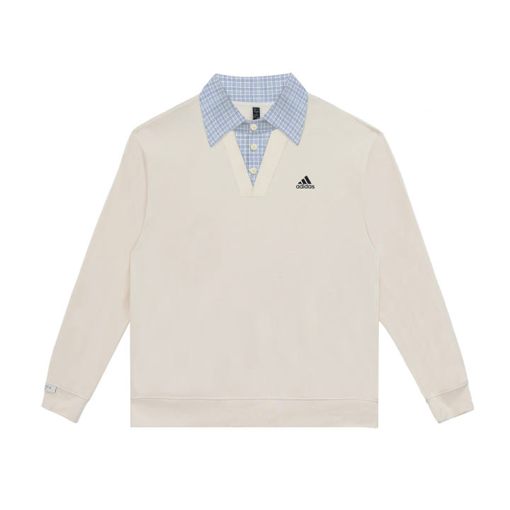 Adidas Adidas LABEL Polo Shirts Unisex White Polo Collar Thickened And Fleece Lined