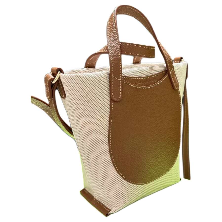 LONGCHAMP Spot Cotton Canvas One Shoulder Handbag Small Women's Caramel