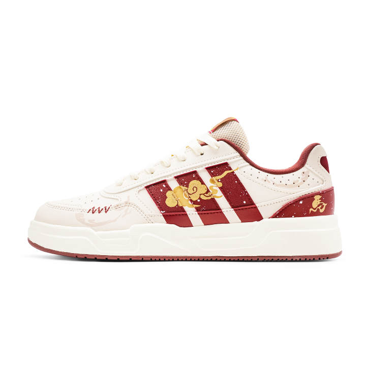 Adidas Adidas LITE BALLER Polycloud Leather Lightweight Breathable Low top Skateboard Shoes Unisex Beige Red