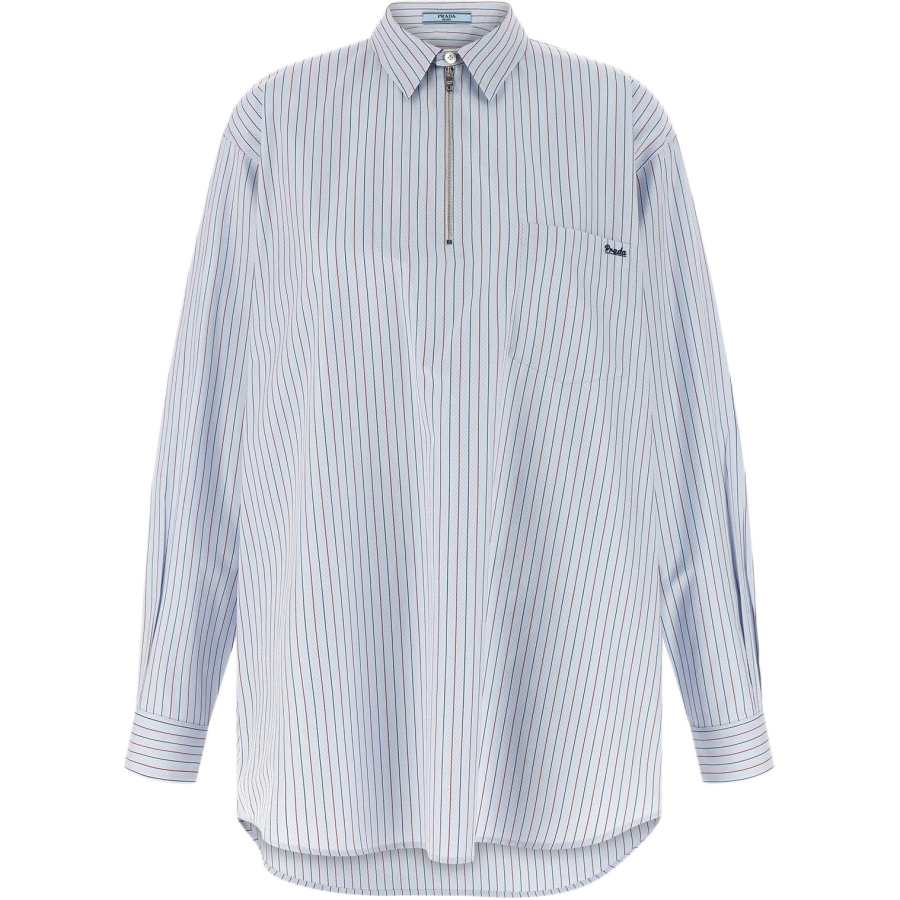 PRADA Prada Logo-Embroidered Striped Shirt