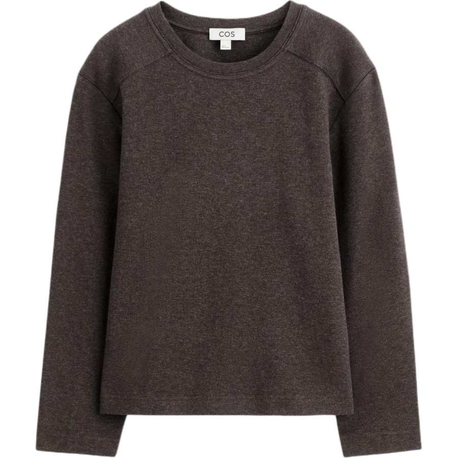 COS T Shirts Women's Dark Brown Crew Neck Moderate