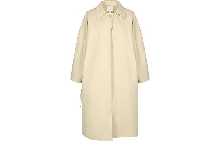 URBAN REVIVO Modern Urban Coats Women's Light Khaki Lapel Moderate Straight Fit