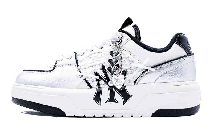 MLB Chunky Liner Cushioning, Wear Resistant Low top Skateboard Shoes Unisex Silver White