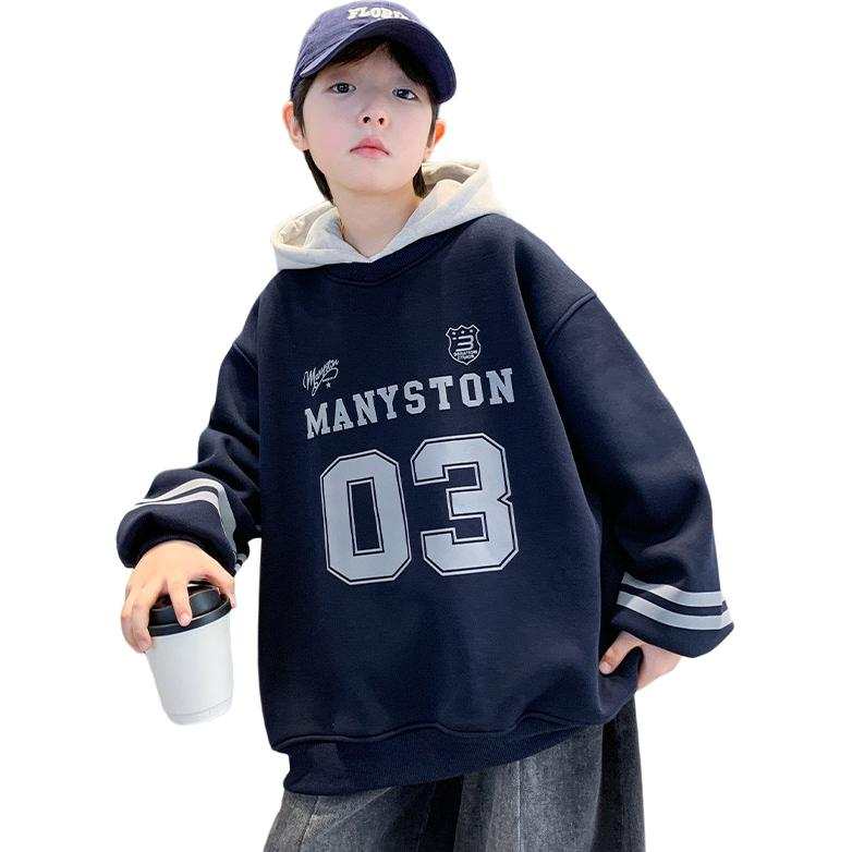 Lanza Casual Sweatshirt Winter Fleece Lined Stylish Hooded Letter Top Teenagers