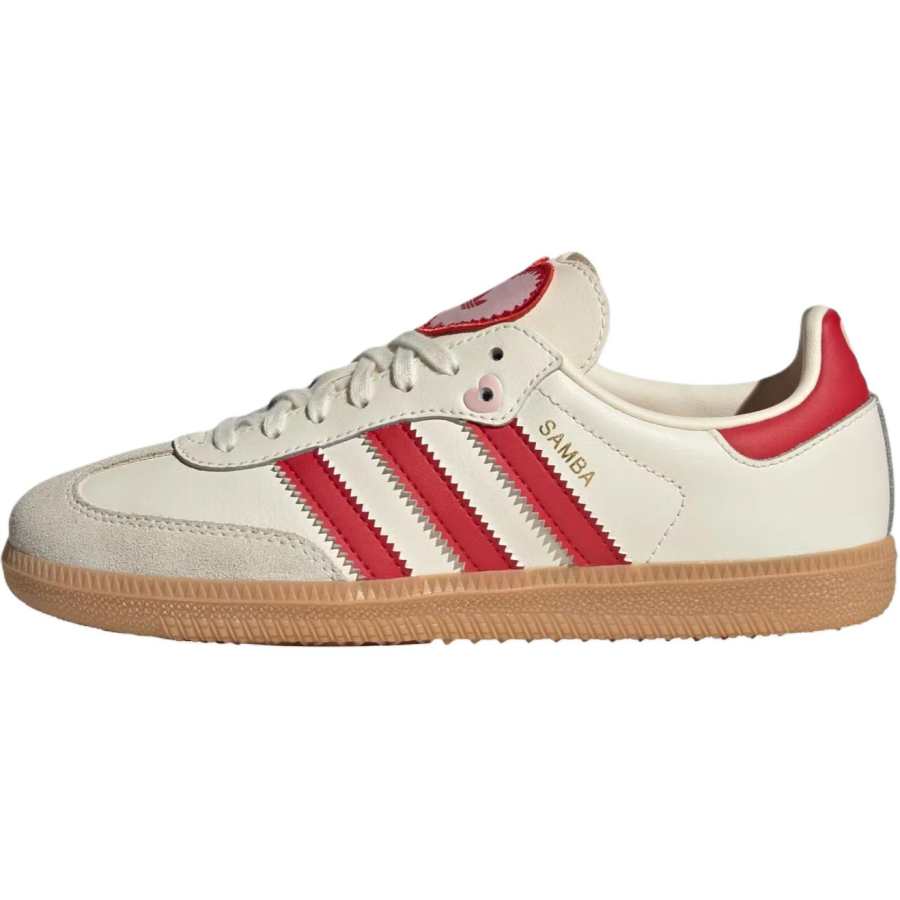 Adidas Originals SAMBA OG Breathable Low top Kids' Skateboarding Shoes White Red Unisex