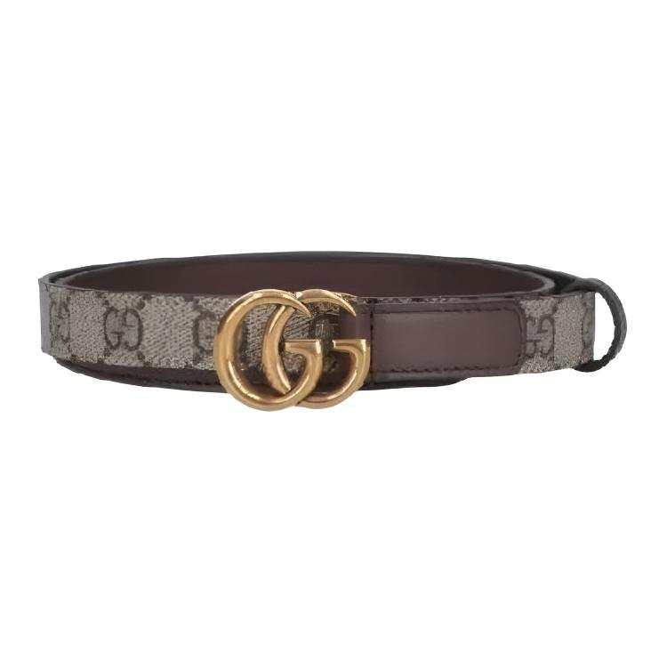 GUCCI GG Marmont Polyester Leather Belts Women's Umber Width 2cm