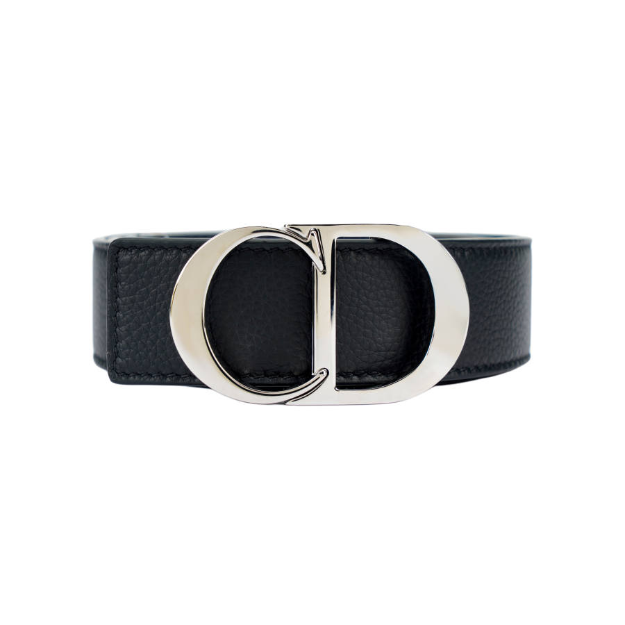 DIOR DIOR Cow Leather Belts Men's Black Width 3.5cm
