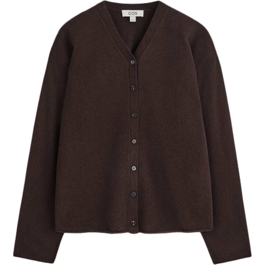 COS Sweaters Women's Dark Brown V Neck Moderate Cardigan